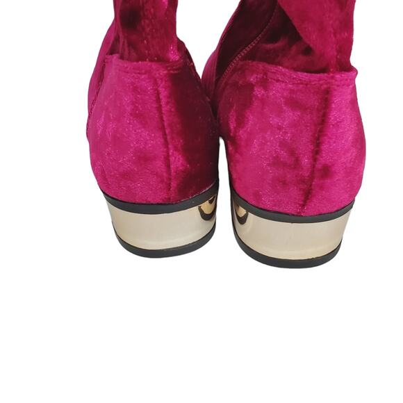 Bamboo | Stardom Fuscia Soft Stretch Shimmery Velour Thigh High Boots - Picture 9 of 13